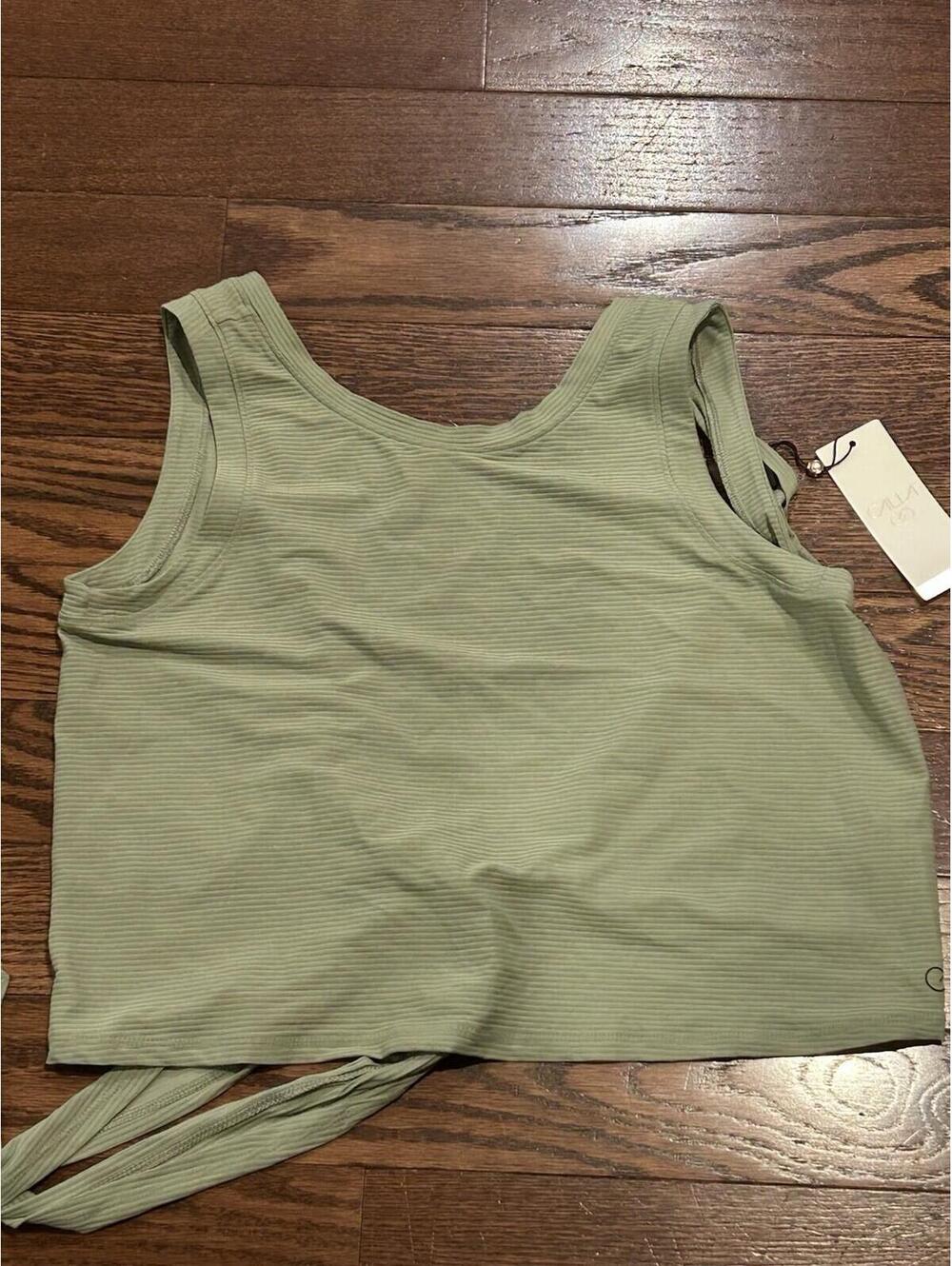 CALIA Small Womens Crop Wrap & Tie Tank Sleeveless Smudge Sage WAX11234
